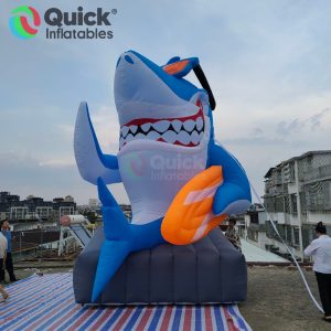5mH Inflatable Shark Cartoon Animal for Seaside Underwater World Decoration