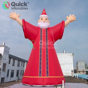 Giant inflatable Santa Claus with Hands Raised: 10m 32.8ft Blow-up Kindly Santa Claus for Chrismas Decor