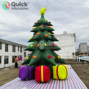 Inflatable Green Christmas Tree with Gift boxes, Giant Christmas Tree Model Full of Stars&Flowers for Holiday/Party Decor