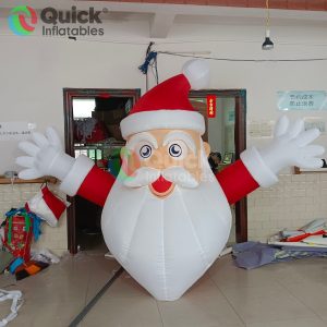 Inflatable Santa Claus Head Hanging Christmas Wall Decoration Cute Santa Claus with Open Arms for Holiday Events