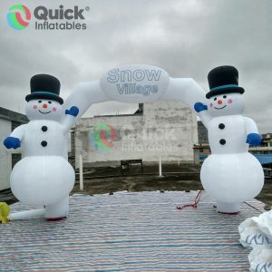 Inflatable Snowman Arch Double Snowman Gate Inflatable Event Entrance Decoration for Winter/Christmas