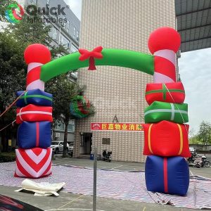 Giant Inflatable Gift Box Arch Outdoor Christmas Entrance Decor Inflatable Gate for Events