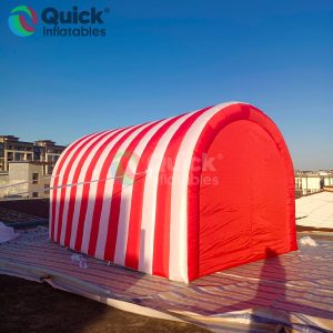 Inflatable Christmas Tunnel Custom Inflatable Red and White Striped Tunnel Tent for Christmas Outdoor Events