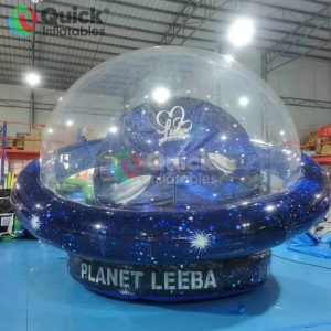 Customized Inflatable Transparent Tent with Ring Inflatable Snow Globe with Trampoline Bottom for Decor&Events