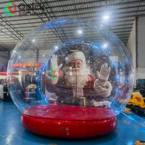 Inflatable Christmas Transparent Tent with Kind Santa Claus Background Custom Inflatable Snow Globe for Holiday Decorations and Events