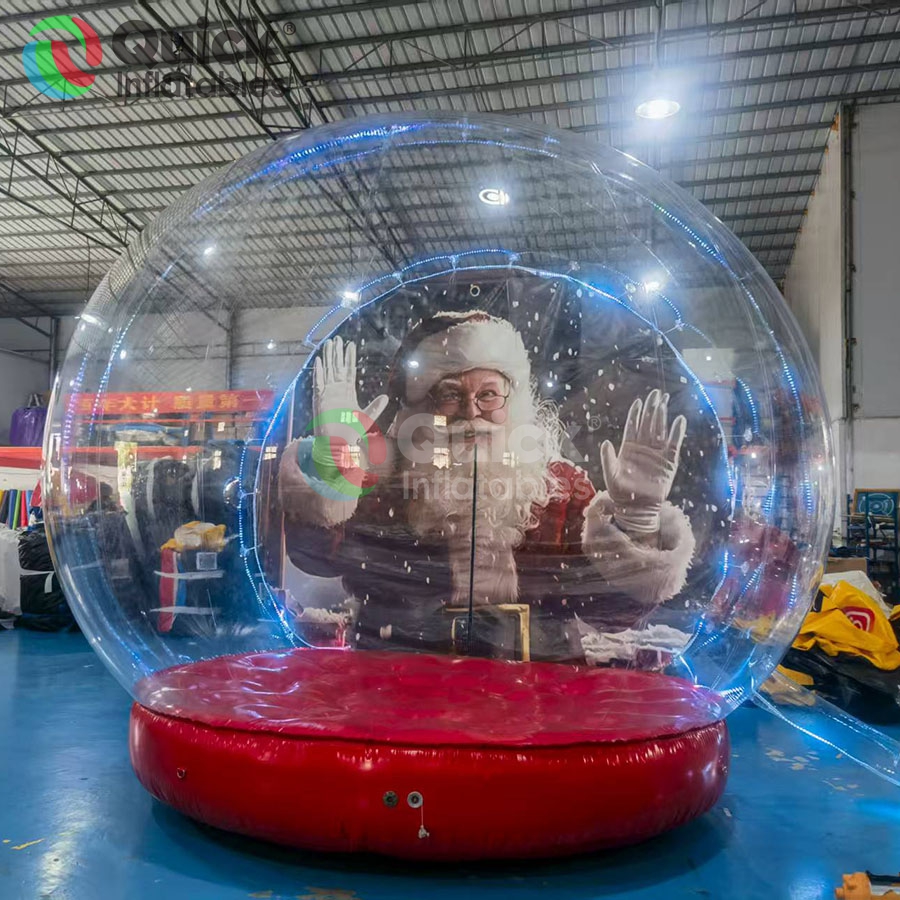 Inflatable Christmas Transparent Tent with Kind Santa Claus Background Custom Inflatable Snow Globe for Holiday Decorations and Events