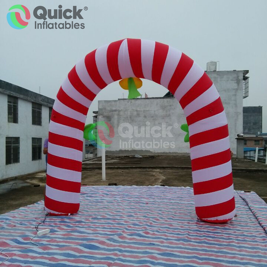 Inflatable Candy Cane Arch Red and White Striped Candy Christmas Inflatable Decoration Merry Christmas Entrance Archway for Holiday& Events - Image 2