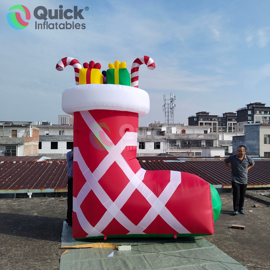 Giant Inflatable Christmas Stocking, 3mH Blow-up Socks Model Filled with Gifts for Christmas Decoration