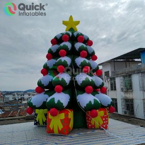 Inflatable Christmas Tree with Snow&Gift boxes Giant Christmas Tree Model with Star on Top for Holiday/Party Decor