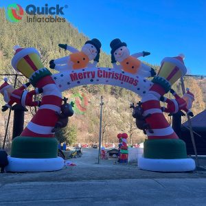 Inflatable Christmas Arch with Snowman & Santa & Elk Giant Merry Christmas Entrance Archway for Holiday Decor & Events