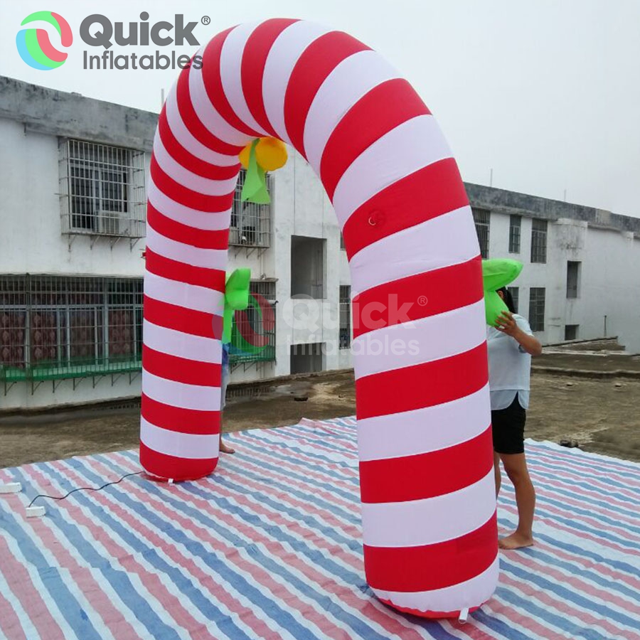 Inflatable Candy Cane Arch Red and White Striped Candy Christmas Inflatable Decoration Merry Christmas Entrance Archway for Holiday& Events - Image 3