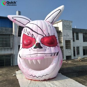 3mH Halloween Hot Selling Horror Inflatable Rabbit Made of Oxford Cloth with Blower and LED Lights
