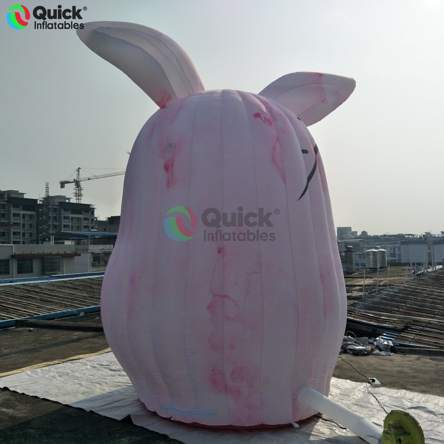 3mH Halloween Hot Selling Horror Inflatable Rabbit Made of Oxford Cloth with Blower and LED Lights - Image 3