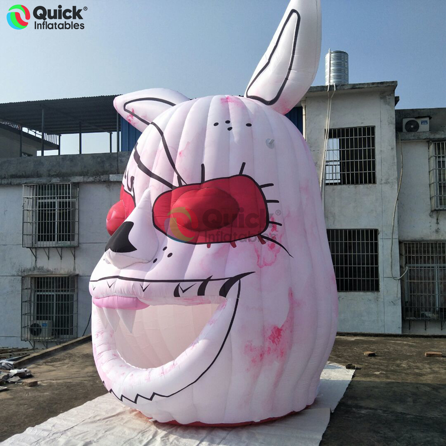 3mH Halloween Hot Selling Horror Inflatable Rabbit Made of Oxford Cloth with Blower and LED Lights - Image 2