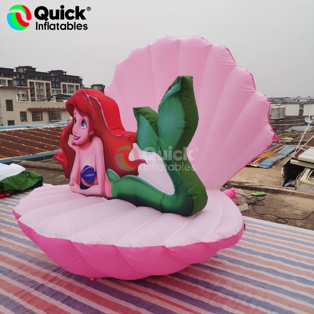 inflatable mermaid on clam