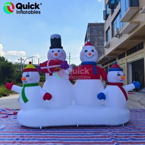 inflatable snowman family
